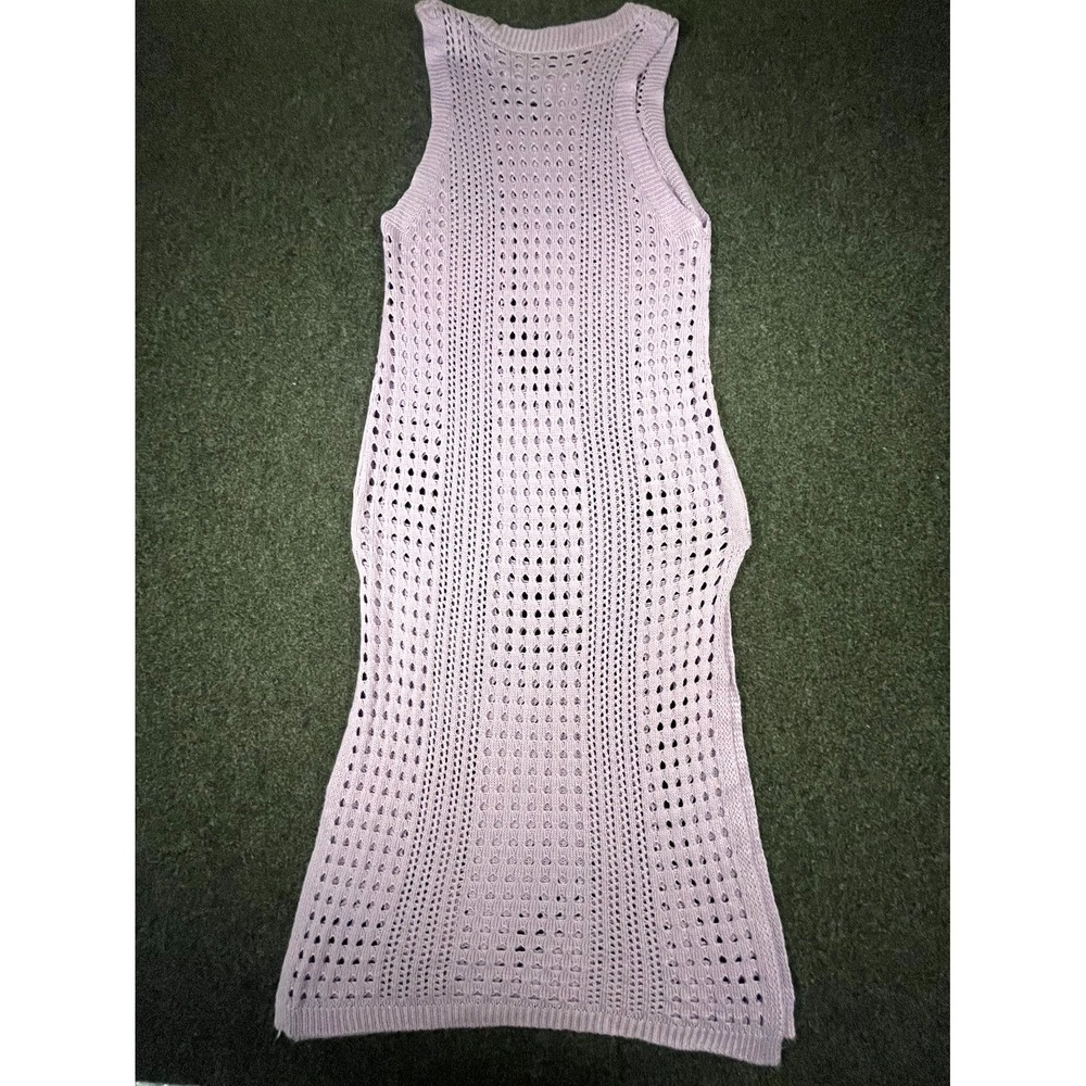 Swimsuit‎ Cover Up Womens Medium Lavender Crochet Open Knit Side Split Beach